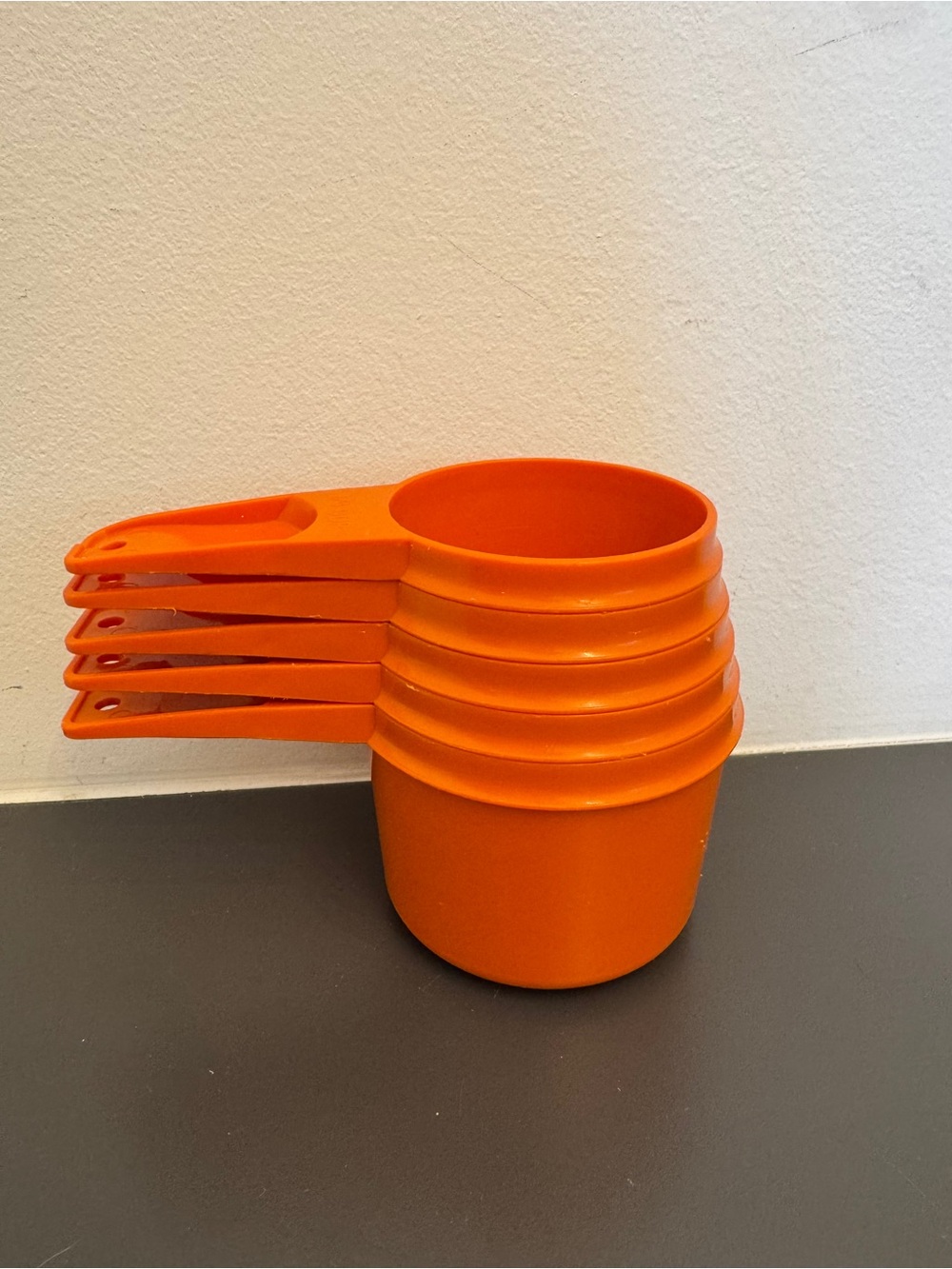 Vintage Orange Tupperware Measuring Cups - Set of 5